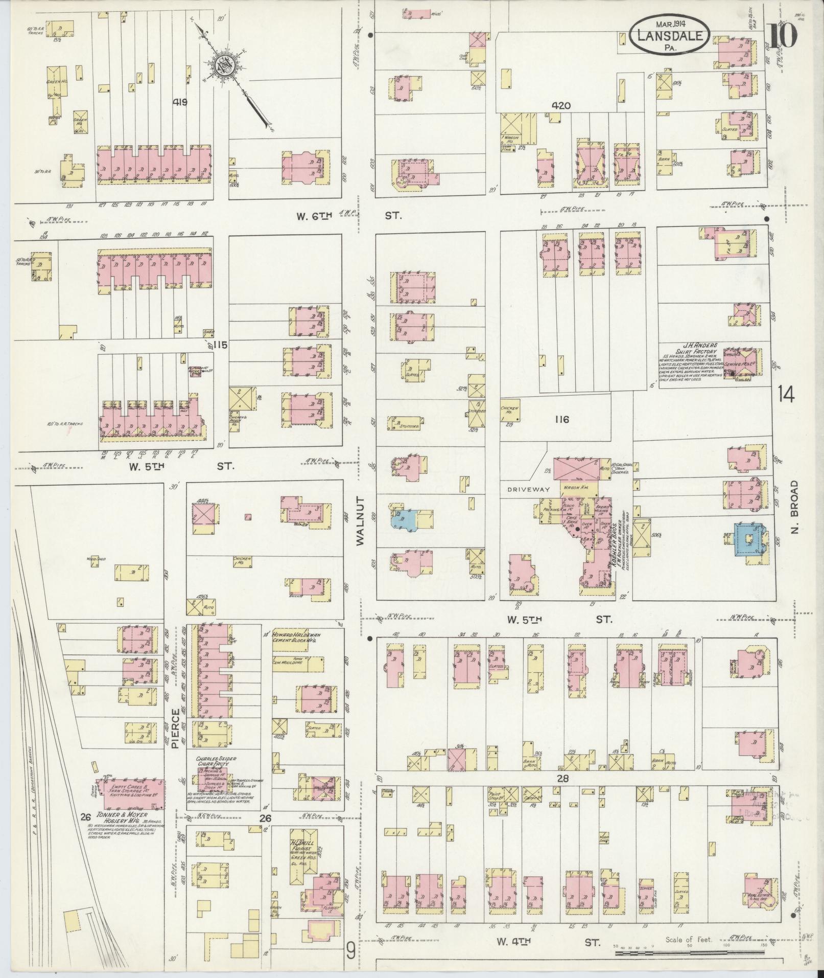 Sanborn Fire Insurance Map from Lansdale, Montgomery County, Pennsylvania (1914), Sheet #0010 - Complete Map Set gallery image, historic Sanborn map, vintage wall art, Pennsylvania Pennsylvania