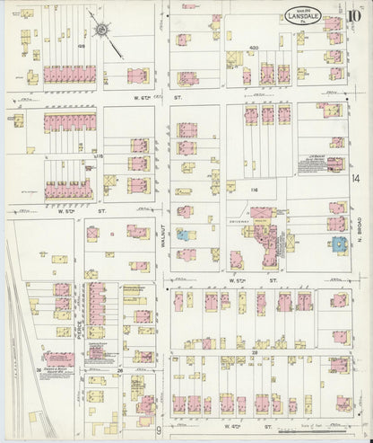 Sanborn Fire Insurance Map from Lansdale, Montgomery County, Pennsylvania (1914), Sheet #0010 - Complete Map Set gallery image, historic Sanborn map, vintage wall art, Pennsylvania Pennsylvania