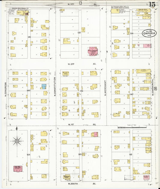 Sanborn Fire Insurance Map from Emporia, Lyon County, Kansas (1905), Sheet #0015 - Historic Sanborn Fire Insurance Map Print, vintage old map wall art, antique decor, genealogy gift, Kansas Kansas map