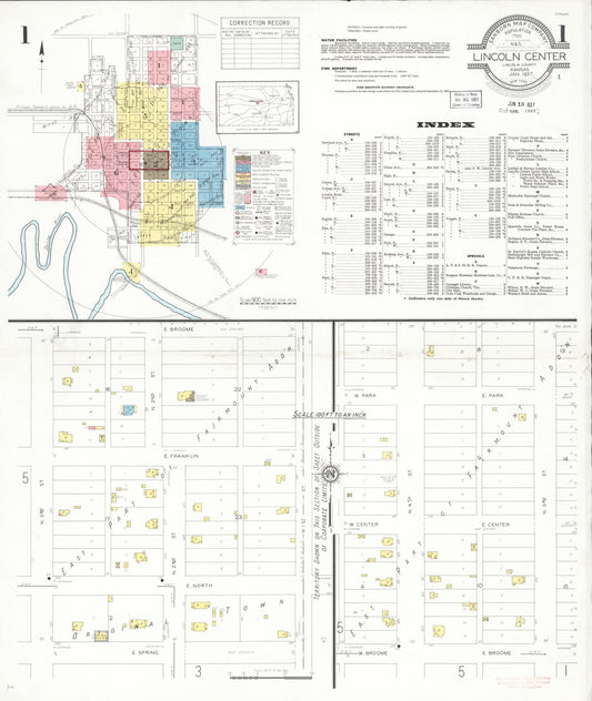 Sanborn Fire Insurance Map from Lincoln, Lincoln County, Kansas (1937), Sheet #0001 - Historic Sanborn Fire Insurance Map Print, vintage old map wall art, antique decor, genealogy gift, Kansas Kansas map