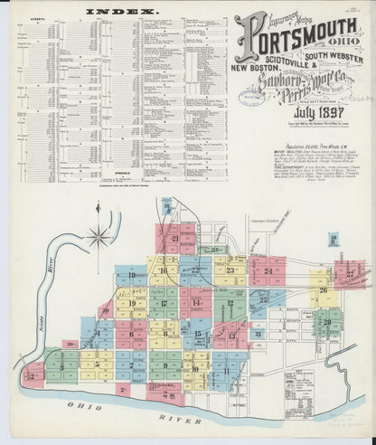 Sanborn Fire Insurance Map from Portsmouth, Scioto County, Ohio (1897), Sheet #0001 - Complete Map Set gallery image, historic Sanborn map, vintage wall art, Ohio Ohio