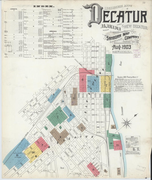 Sanborn Fire Insurance Map from Decatur, Morgan County, Alabama. (1903) – Historic Sanborn Fire Insurance Map Print