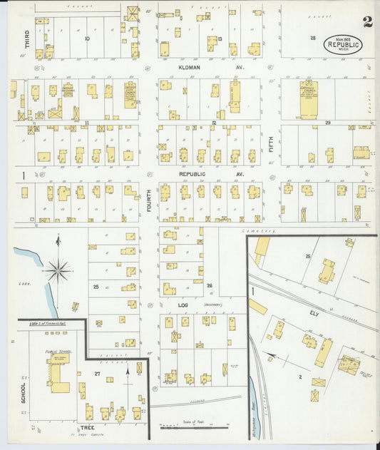 Sanborn Fire Insurance Map from Republic, Marquette County, Michigan (1902), Sheet #0002 - Historic Sanborn Fire Insurance Map Print, vintage old map wall art, antique decor, genealogy gift, Michigan Michigan map
