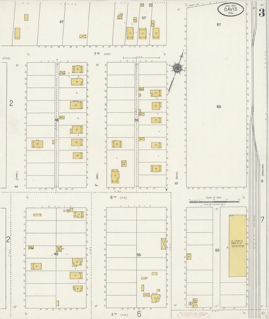 Sanborn Fire Insurance Map from Davis, Yolo County, California (1921), Sheet #0003 - Historic Sanborn Fire Insurance Map Print, vintage old map wall art, antique decor, genealogy gift, California California map