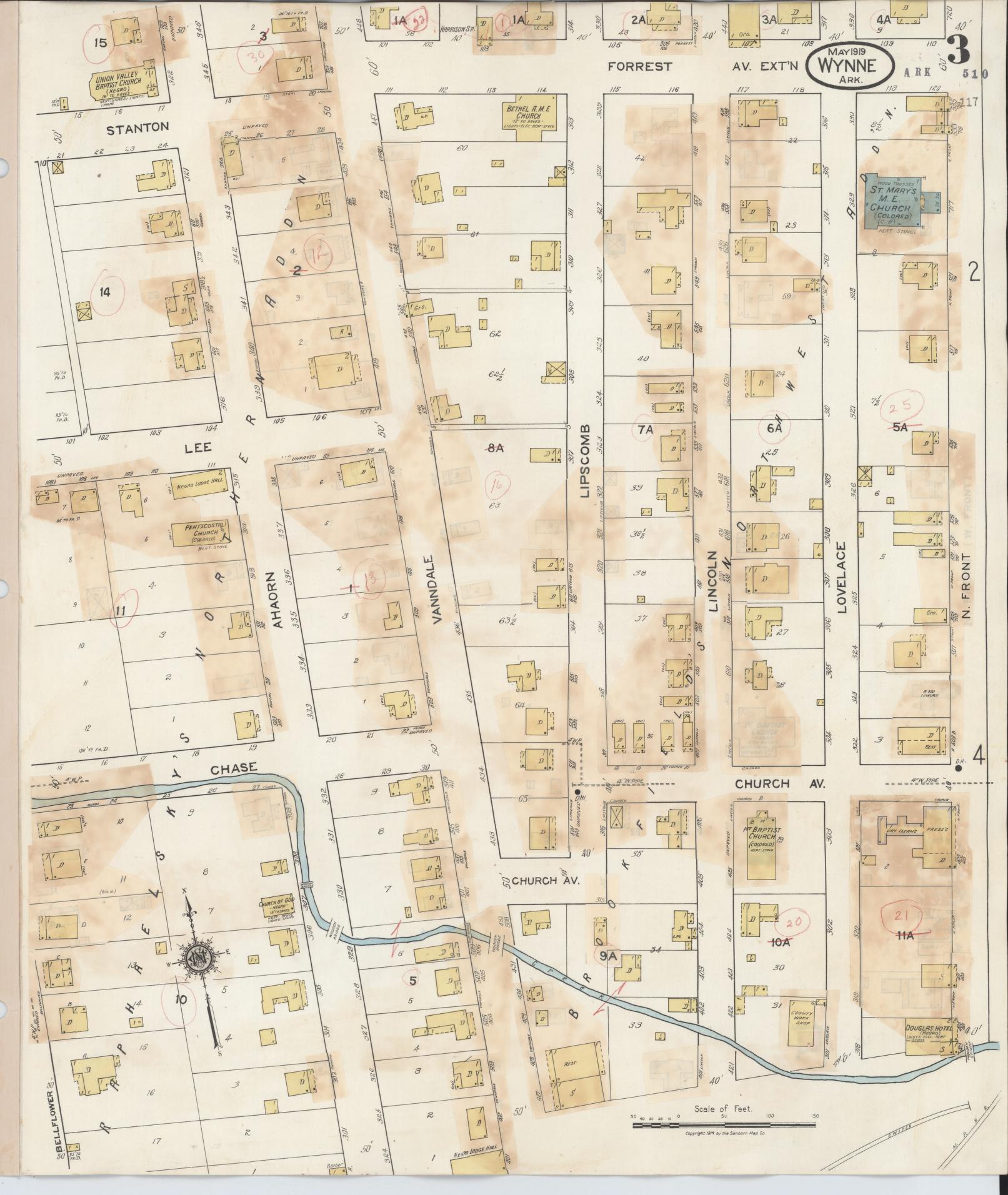 Sanborn Fire Insurance Map from Wynne, Cross County, Arkansas (1945), Sheet #0003 - Historic Sanborn Fire Insurance Map Print, vintage old map wall art, antique decor, genealogy gift, Arkansas Arkansas map