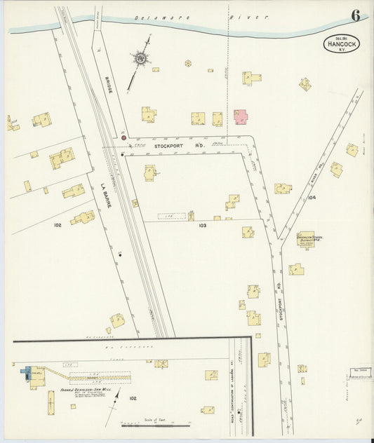 Sanborn Fire Insurance Map from Hancock, Delaware County, New York (1911), Sheet #0006 - Historic Sanborn Fire Insurance Map Print, vintage old map wall art, antique decor, genealogy gift, New York New York map