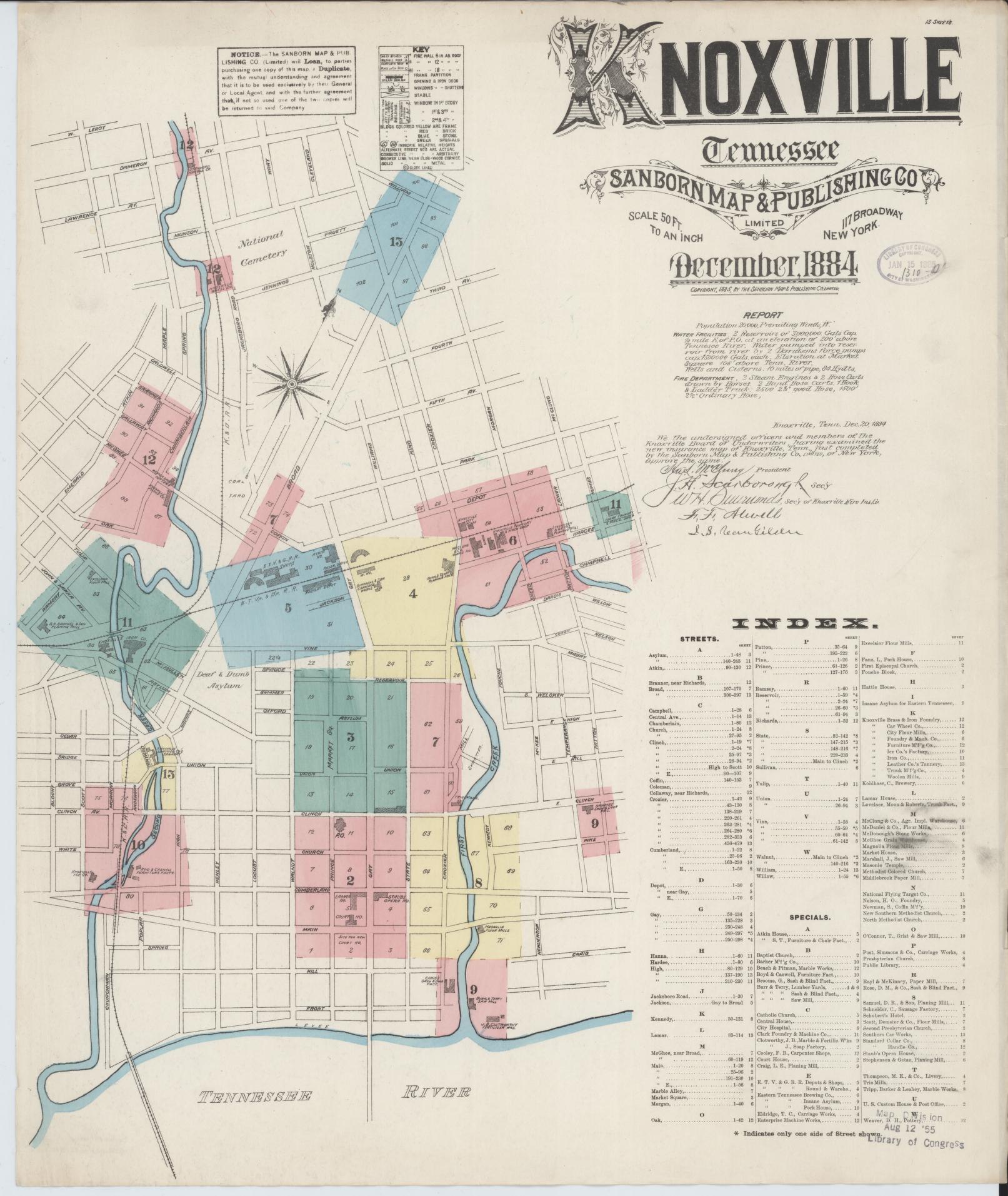 Sanborn Fire Insurance Map from Knoxville, Knox County, Tennessee. (1884) – Historic Sanborn Fire Insurance Map Print