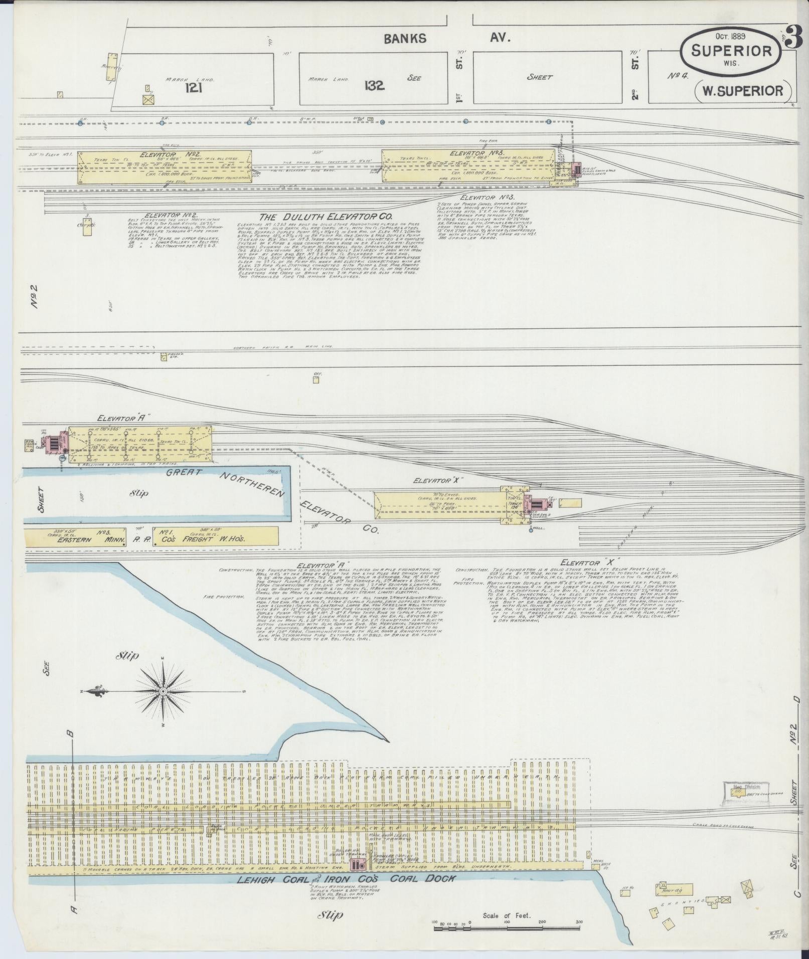 Sanborn Fire Insurance Map from Superior, Douglas County, Wisconsin (1889), Sheet #0003 - Historic Sanborn Fire Insurance Map Print, vintage old map wall art, antique decor, genealogy gift, Wisconsin Wisconsin map