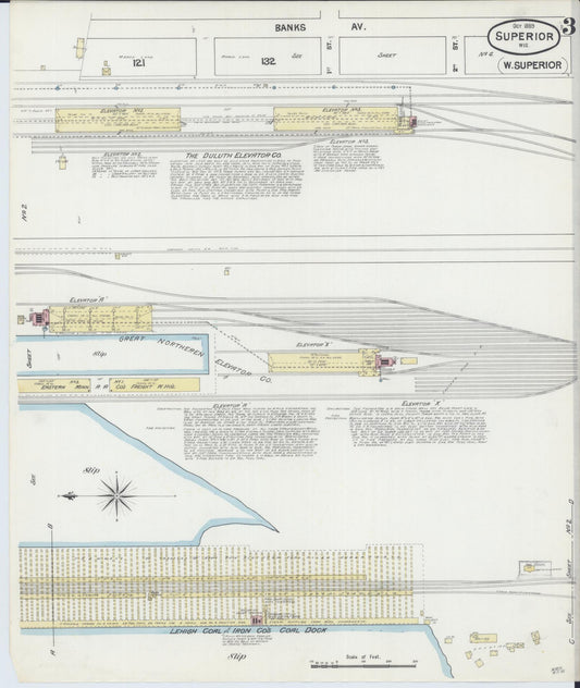 Sanborn Fire Insurance Map from Superior, Douglas County, Wisconsin (1889), Sheet #0003 - Historic Sanborn Fire Insurance Map Print, vintage old map wall art, antique decor, genealogy gift, Wisconsin Wisconsin map