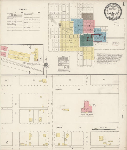 Sanborn Fire Insurance Map from Chewelah, Stevens County, Washington (1915), Sheet #0001 - Complete Map Set gallery image, historic Sanborn map, vintage wall art, Washington Washington