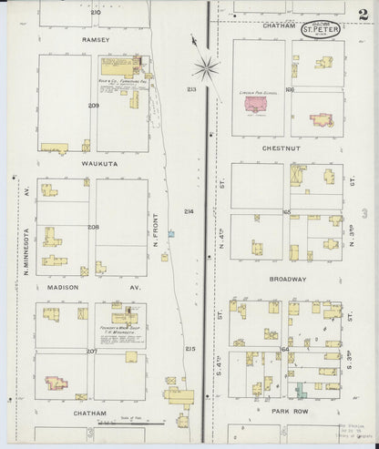 Sanborn Fire Insurance Map from Saint Peter, Nicollet County, Minnesota (1894), Sheet #0002 - Complete Map Set gallery image, historic Sanborn map, vintage wall art, Minnesota Minnesota