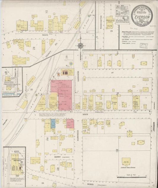Sanborn Fire Insurance Map from Everson, Whatcom County, Washington (1917), Sheet #0001 - Historic Sanborn Fire Insurance Map Print, vintage old map wall art, antique decor, genealogy gift, Washington Washington map