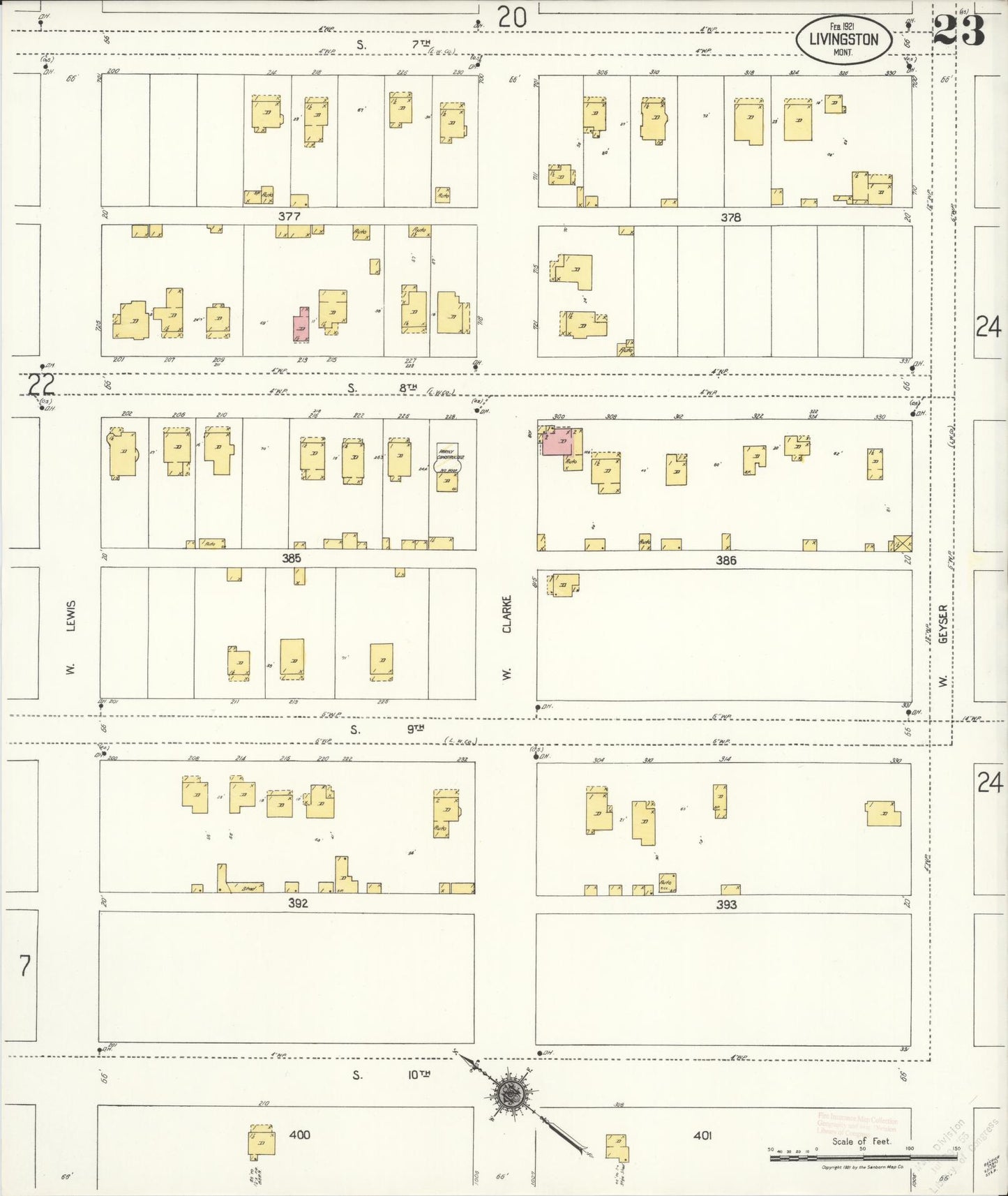 Sanborn Fire Insurance Map from Livingston, Park County, Montana (1921), Sheet #0023 - Complete Map Set gallery image, historic Sanborn map, vintage wall art, Montana Montana