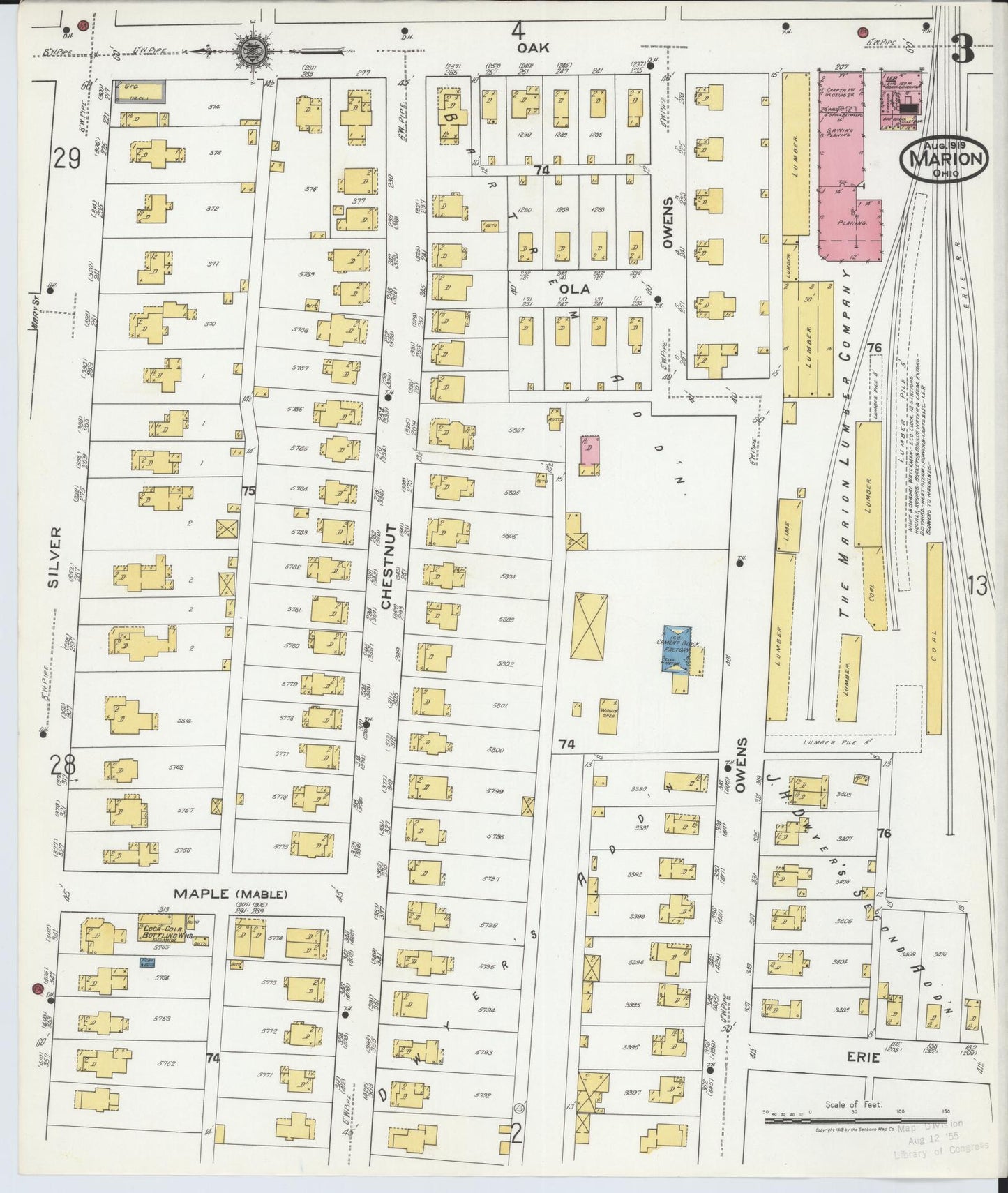 Sanborn Fire Insurance Map from Marion, Marion County, Ohio (1919), Sheet #0003 - Historic Sanborn Fire Insurance Map Print, vintage old map wall art, antique decor, genealogy gift, Ohio Ohio map