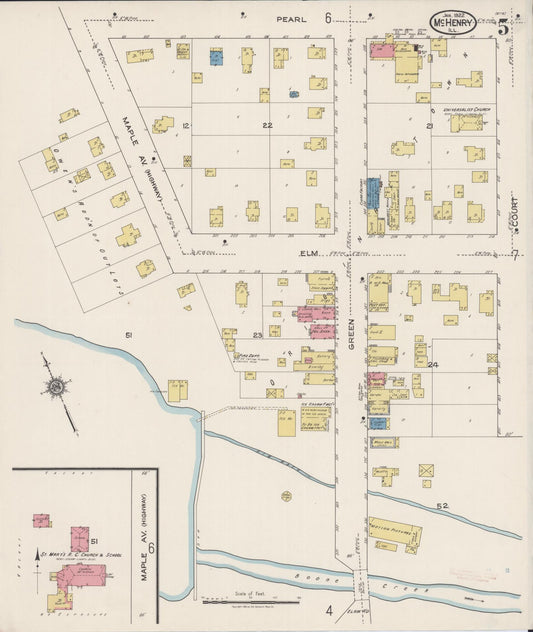 Sanborn Fire Insurance Map from McHenry, McHenry County, Illinois (1922), Sheet #0005 - Historic Sanborn Fire Insurance Map Print, vintage old map wall art, antique decor, genealogy gift, Illinois Illinois map