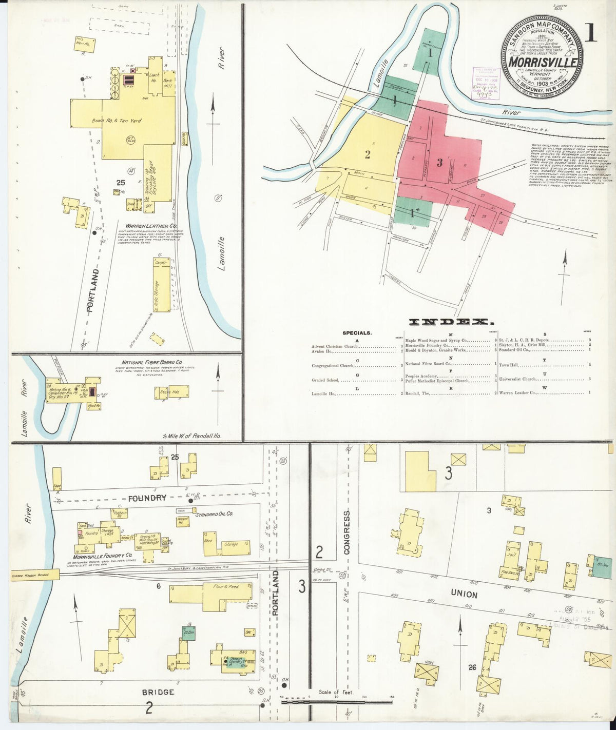 Sanborn Fire Insurance Map from Morrisville, Lamoille County, Vermont (1903), Sheet #0001 - Complete Map Set gallery image, historic Sanborn map, vintage wall art, Vermont Vermont