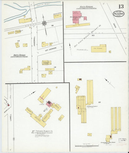 Sanborn Fire Insurance Map from Reading, Middlesex County, Massachusetts (1918), Sheet #0013 - Complete Map Set gallery image, historic Sanborn map, vintage wall art, Massachusetts Massachusetts