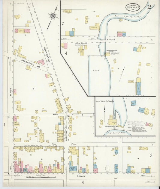 Sanborn Fire Insurance Map from Newville, Cumberland County, Pennsylvania (1910), Sheet #0002 - Historic Sanborn Fire Insurance Map Print, vintage old map wall art, antique decor, genealogy gift, Pennsylvania Pennsylvania map