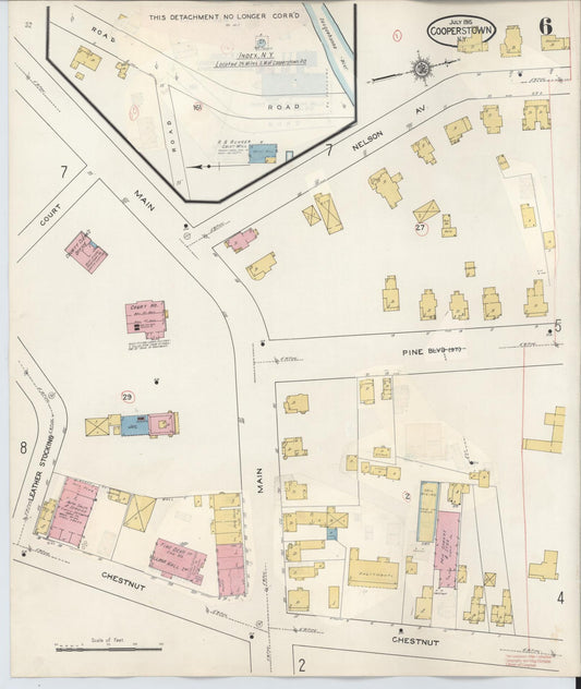 Sanborn Fire Insurance Map from Cooperstown, Otsego County, New York (1949), Sheet #0006 - Historic Sanborn Fire Insurance Map Print, vintage old map wall art, antique decor, genealogy gift, New York New York map