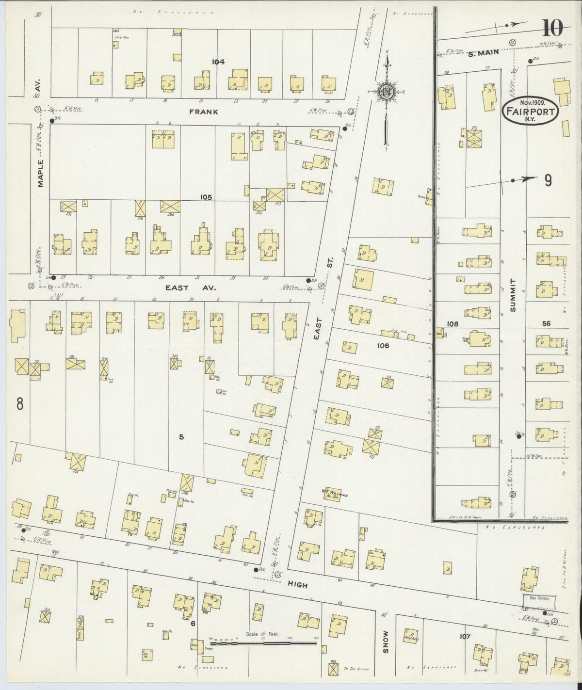 Sanborn Fire Insurance Map from Fairport, Monroe County, New York (1909), Sheet #0010 - Complete Map Set gallery image, historic Sanborn map, vintage wall art, New York New York