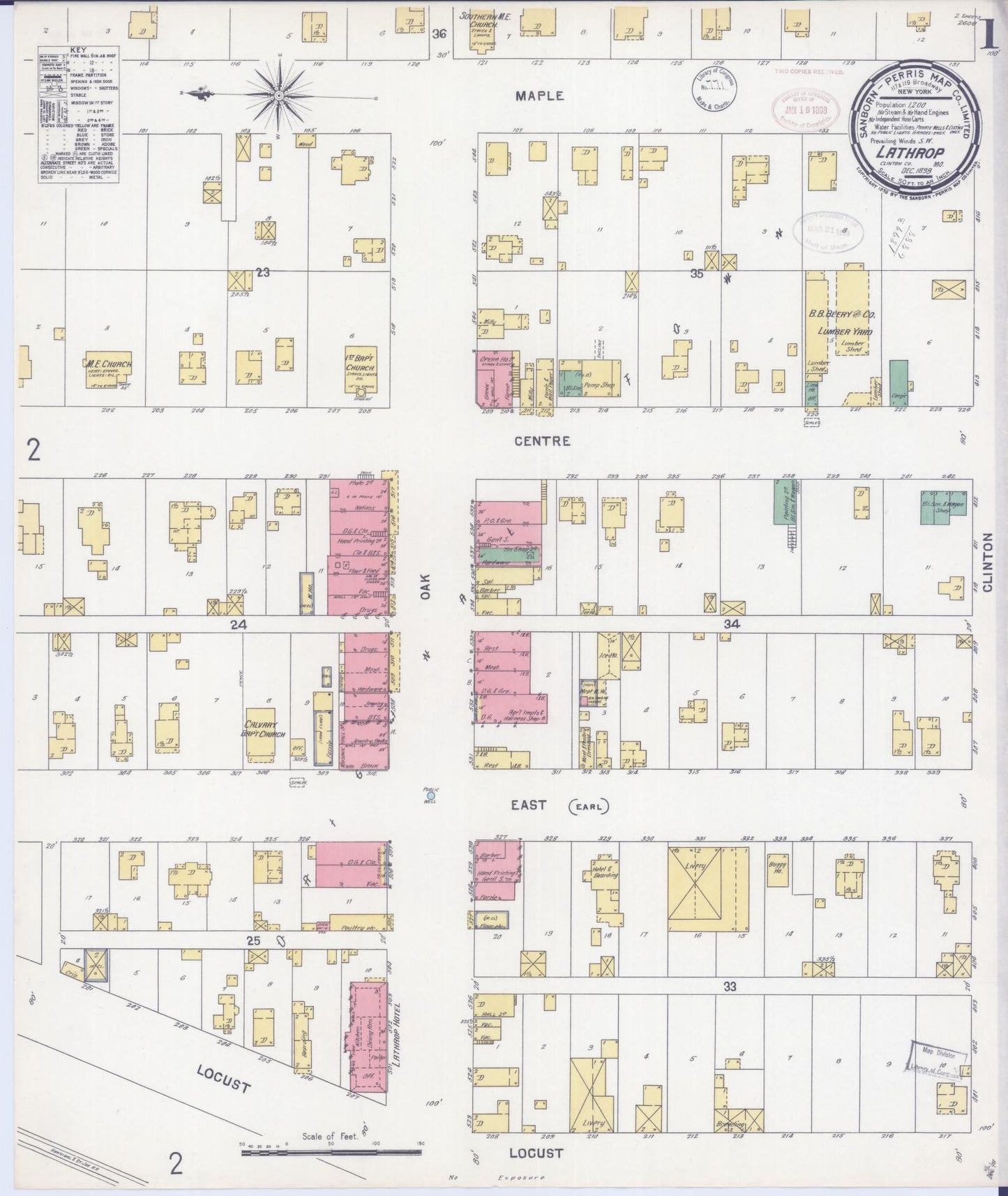 Sanborn Fire Insurance Map from Lathrop, Clinton County, Missouri (1898), Sheet #0001 - Complete Map Set gallery image, historic Sanborn map, vintage wall art, Missouri Missouri