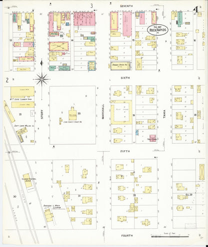 Sanborn Fire Insurance Map from Rock Rapids, Lyon County, Iowa (1907), Sheet #0004 - Historic Sanborn Fire Insurance Map Print