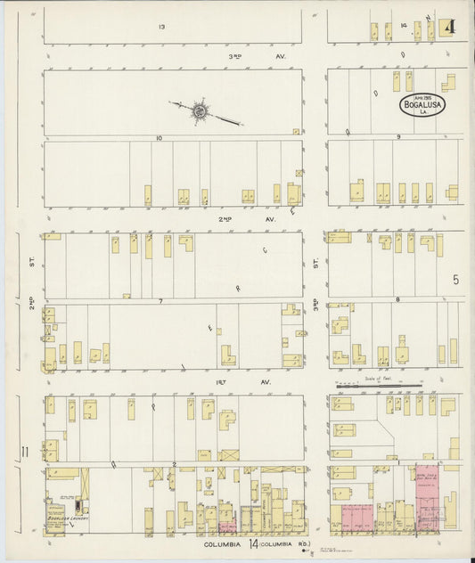 Sanborn Fire Insurance Map from Bogalusa, Washington Parish, Louisiana (1915), Sheet #0004 - Historic Sanborn Fire Insurance Map Print, vintage old map wall art, antique decor, genealogy gift, Louisiana Louisiana map