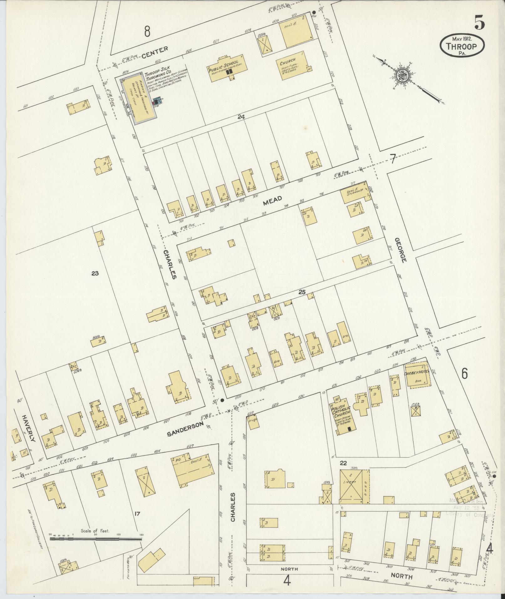 Sanborn Fire Insurance Map from Throop, Lackawanna County, Pennsylvania (1912), Sheet #0005 - Complete Map Set gallery image, historic Sanborn map, vintage wall art, Pennsylvania Pennsylvania