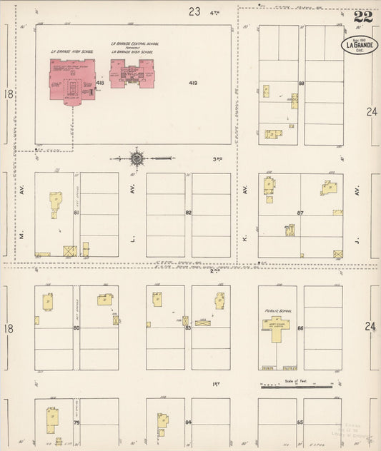 Sanborn Fire Insurance Map from La Grande, Union County, Oregon (1910), Sheet #0022 - Historic Sanborn Fire Insurance Map Print, vintage old map wall art, antique decor, genealogy gift, Oregon Oregon map