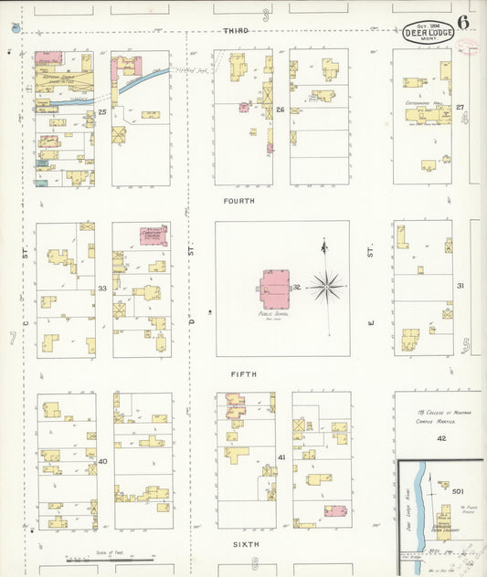 Sanborn Fire Insurance Map from Deer Lodge, Powell County, Montana (1894), Sheet #0006 - Historic Sanborn Fire Insurance Map Print, vintage old map wall art, antique decor, genealogy gift, Montana Montana map