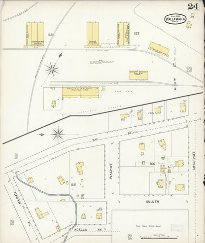 Sanborn Fire Insurance Map from Walla Walla, Walla Walla County, Washington (1894), Sheet #0024 - Complete Map Set gallery image, historic Sanborn map, vintage wall art, Washington Washington