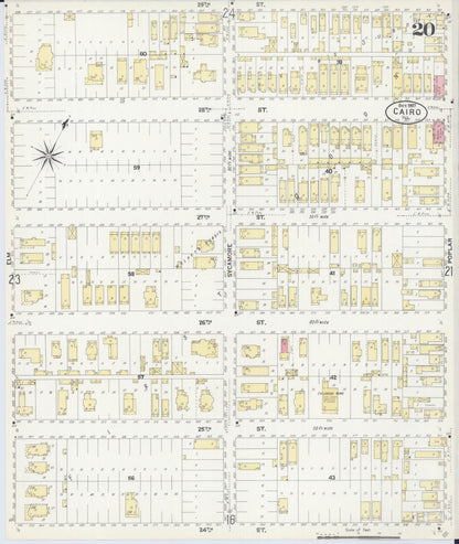 Sanborn Fire Insurance Map from Cairo, Alexander County, Illinois (1907), Sheet #0020 - Complete Map Set gallery image, historic Sanborn map, vintage wall art, Illinois Illinois