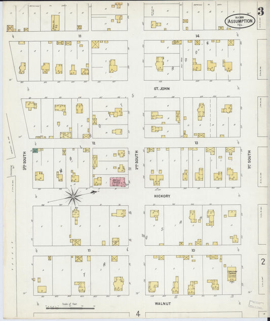 Sanborn Fire Insurance Map from Assumption, Christian County, Illinois (1899), Sheet #0003 - Historic Sanborn Fire Insurance Map Print, vintage old map wall art, antique decor, genealogy gift, Illinois Illinois map