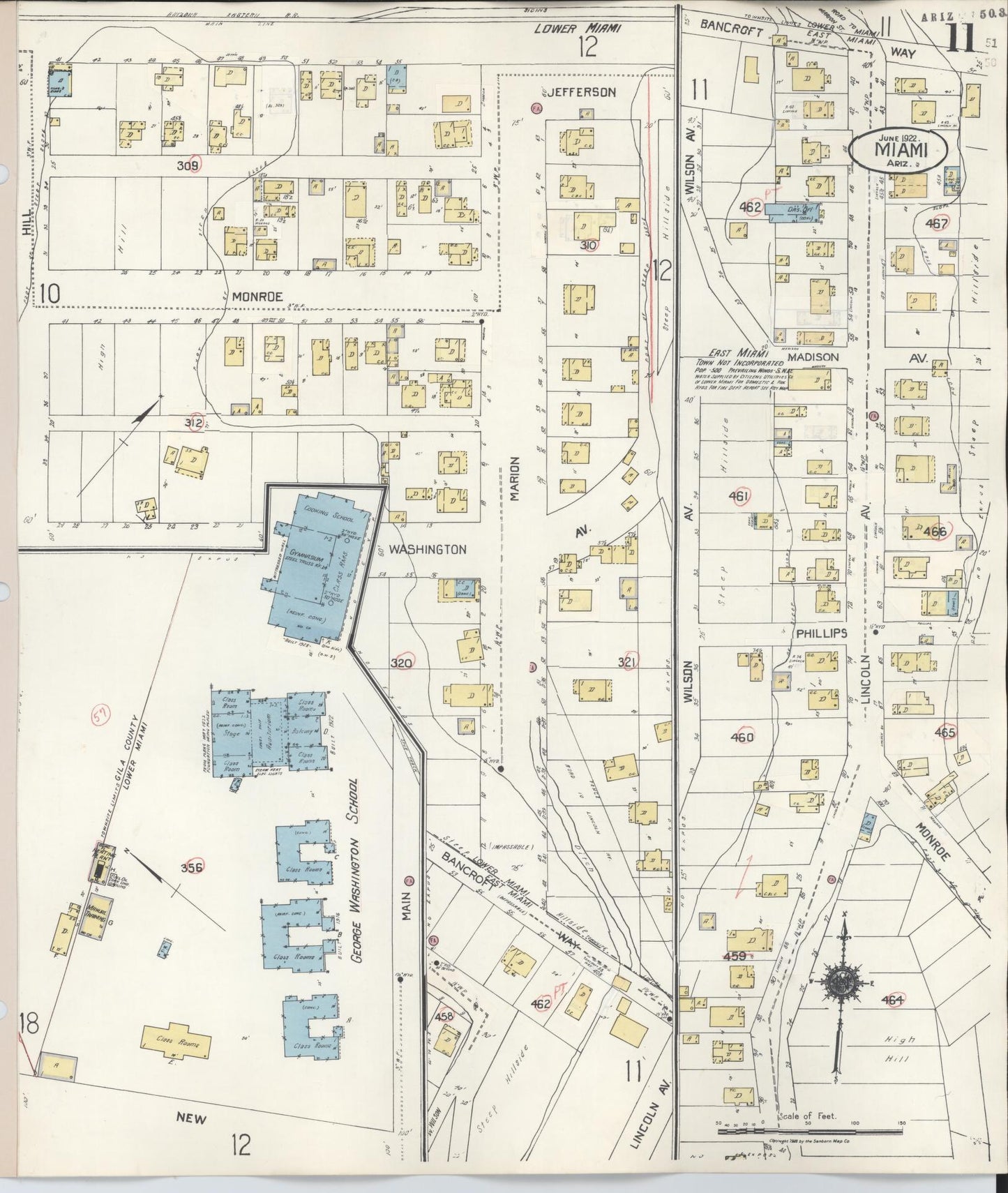 Sanborn Fire Insurance Map from Miami, Gila County, Arizona (1948), Sheet #0011 - Historic Sanborn Fire Insurance Map Print, vintage old map wall art, antique decor, genealogy gift, Arizona Arizona map