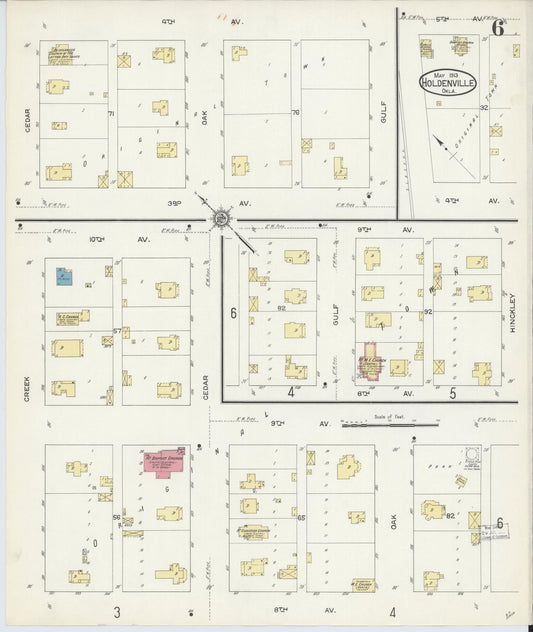 Sanborn Fire Insurance Map from Holdenville, Hughes County, Oklahoma (1913), Sheet #0006 - Historic Sanborn Fire Insurance Map Print, vintage old map wall art, antique decor, genealogy gift, Oklahoma Oklahoma map