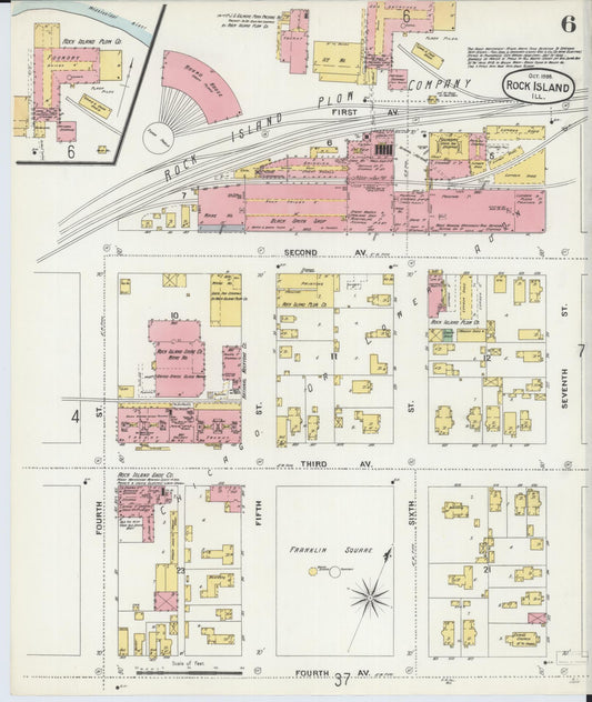 Sanborn Fire Insurance Map from Rock Island, Rock Island County, Illinois (1898), Sheet #0006 - Historic Sanborn Fire Insurance Map Print, vintage old map wall art, antique decor, genealogy gift, Illinois Illinois map