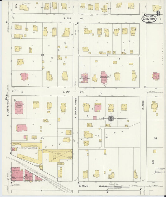 Sanborn Fire Insurance Map from Clinton, Henry County, Missouri (1918), Sheet #0008 - Historic Sanborn Fire Insurance Map Print, vintage old map wall art, antique decor, genealogy gift, Missouri Missouri map