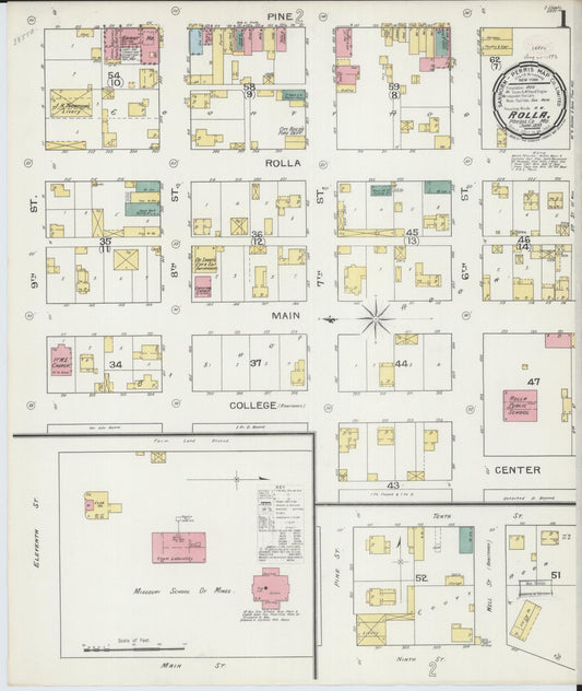 Sanborn Fire Insurance Map from Rolla, Phelps County, Missouri (1893), Sheet #0001 - Historic Sanborn Fire Insurance Map Print, vintage old map wall art, antique decor, genealogy gift, Missouri Missouri map