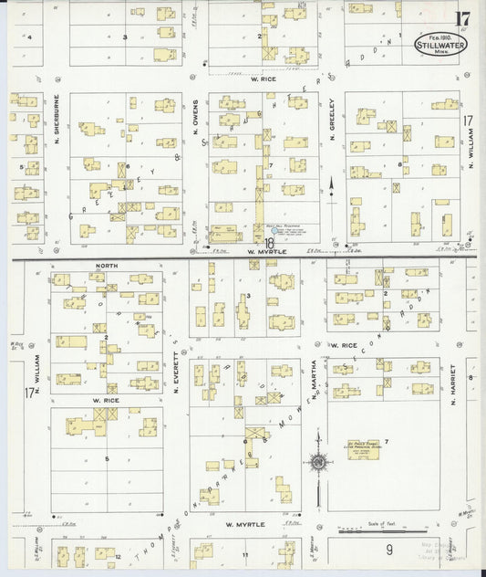 Sanborn Fire Insurance Map from Stillwater, Washington County, Minnesota (1910), Sheet #0017 - Historic Sanborn Fire Insurance Map Print, vintage old map wall art, antique decor, genealogy gift, Minnesota Minnesota map