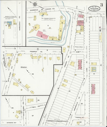 Sanborn Fire Insurance Map from Tuckahoe, Westchester County, New York (1911), Sheet #0003 - Historic Sanborn Fire Insurance Map Print, vintage old map wall art, antique decor, genealogy gift, New York New York map