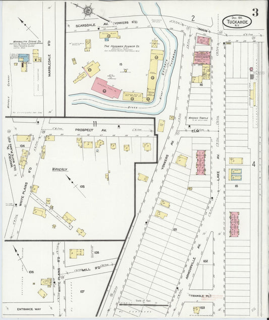 Sanborn Fire Insurance Map from Tuckahoe, Westchester County, New York (1911), Sheet #0003 - Historic Sanborn Fire Insurance Map Print, vintage old map wall art, antique decor, genealogy gift, New York New York map