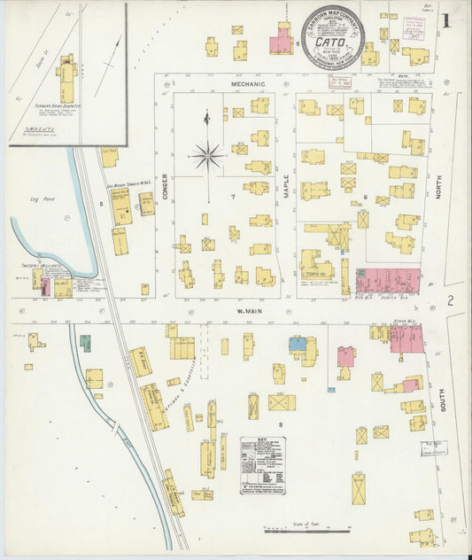 Sanborn Fire Insurance Map from Cato, Cayuga County, New York (1906), Sheet #0001 - Complete Map Set gallery image, historic Sanborn map, vintage wall art, New York New York