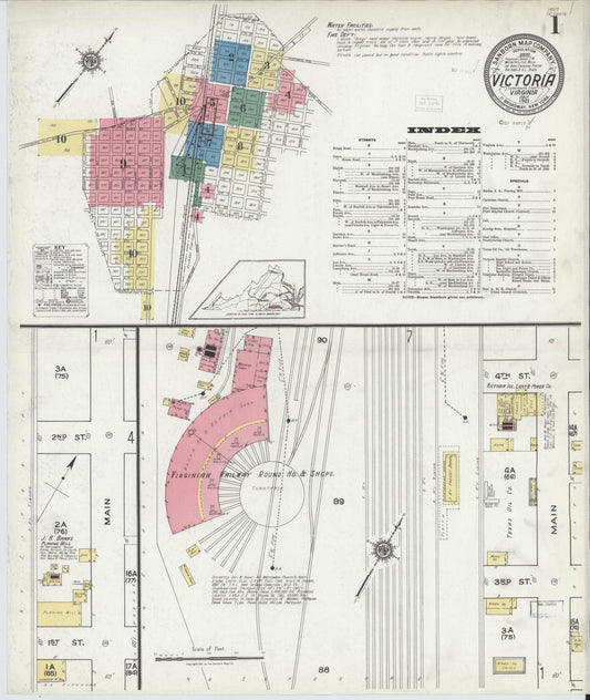 Sanborn Fire Insurance Map from Victoria, Lunenburg County, Virginia (1921), Sheet #0001 - Complete Map Set gallery image, historic Sanborn map, vintage wall art, Virginia Virginia