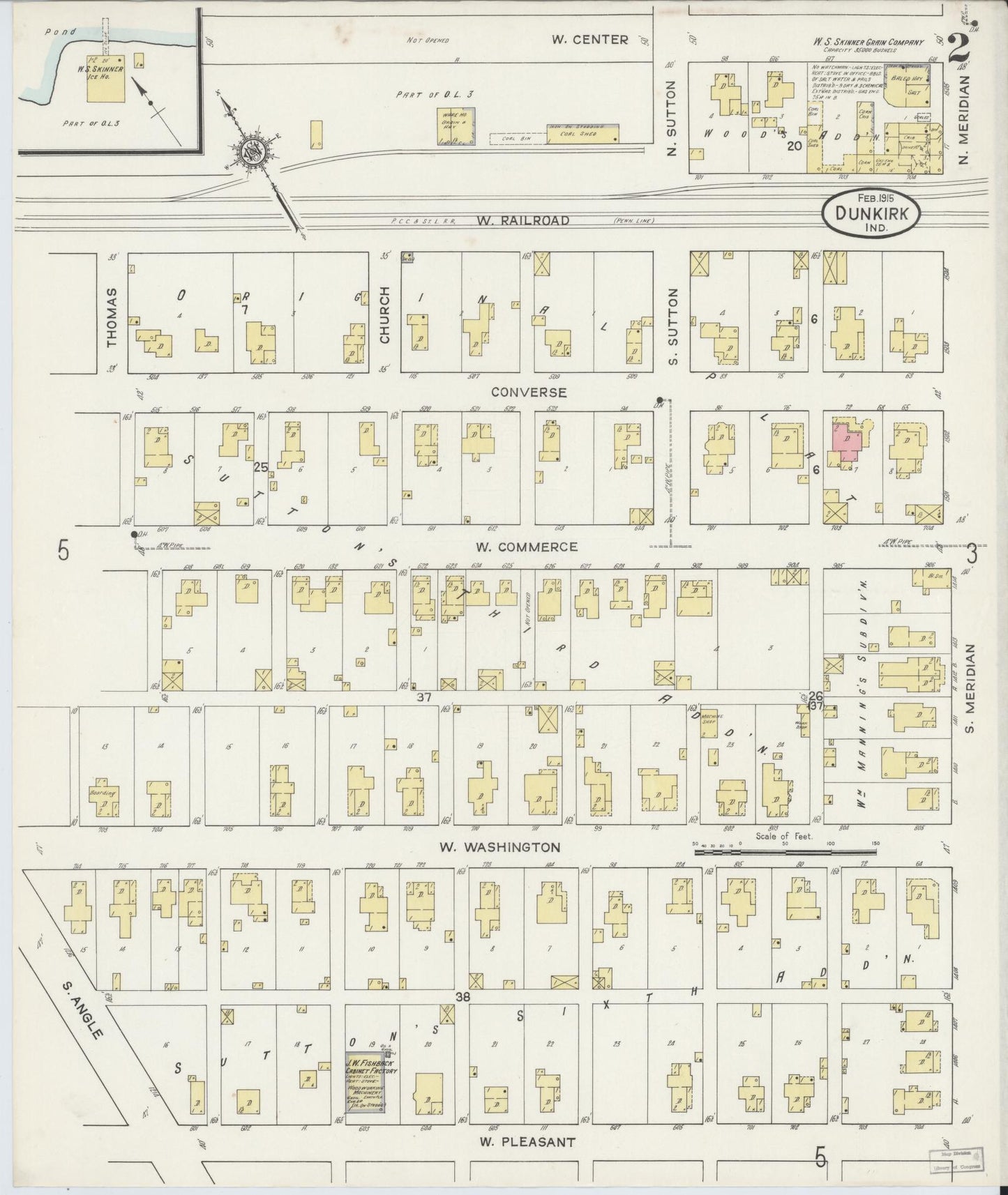 Sanborn Fire Insurance Map from Dunkirk, Jay And Blackford Counties, Indiana (1915), Sheet #0002 - Complete Map Set gallery image, historic Sanborn map, vintage wall art, Indiana Indiana