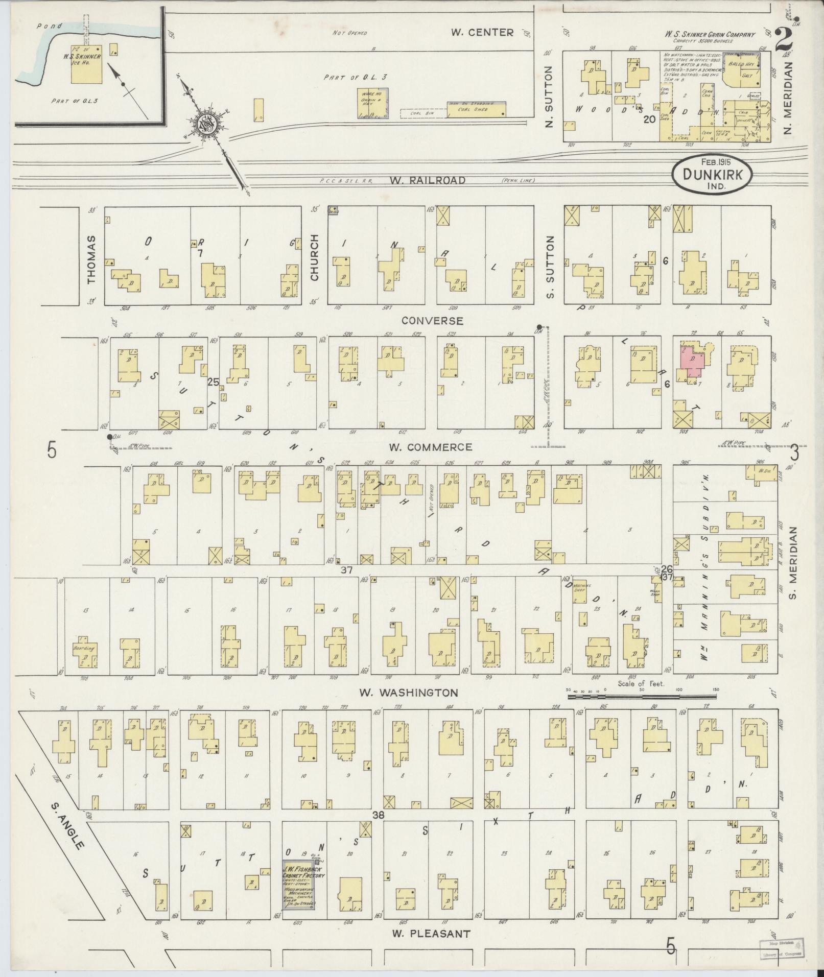 Sanborn Fire Insurance Map from Dunkirk, Jay And Blackford Counties, Indiana (1915), Sheet #0002 - Complete Map Set gallery image, historic Sanborn map, vintage wall art, Indiana Indiana