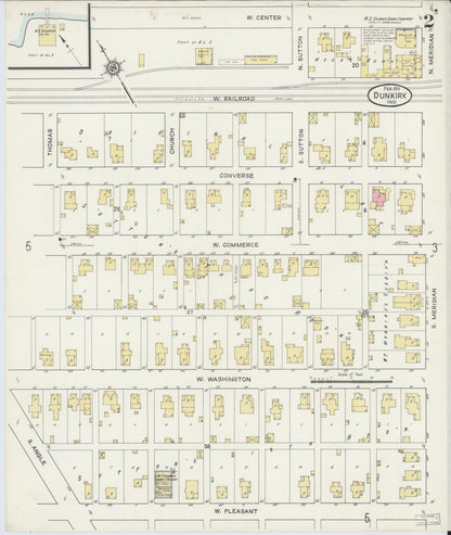 Sanborn Fire Insurance Map from Dunkirk, Jay And Blackford Counties, Indiana (1915), Sheet #0002 - Complete Map Set gallery image, historic Sanborn map, vintage wall art, Indiana Indiana