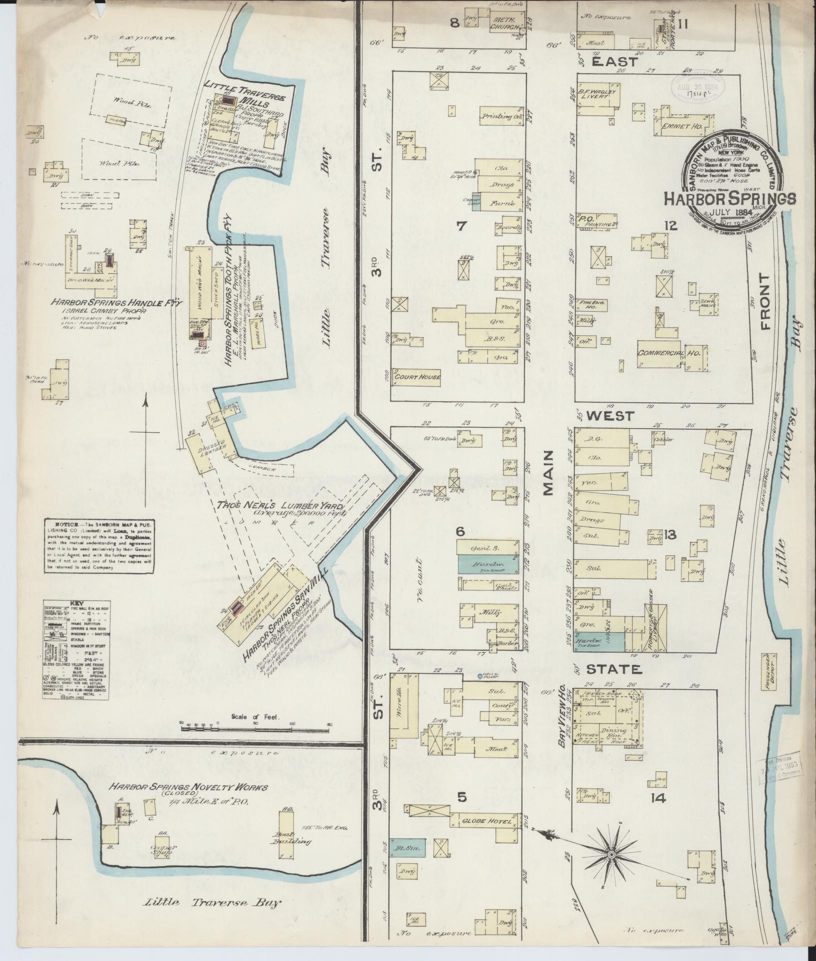 Sanborn Fire Insurance Map from Harbor Springs, Emmet County, Michigan. (1884) – Historic Sanborn Fire Insurance Map Print