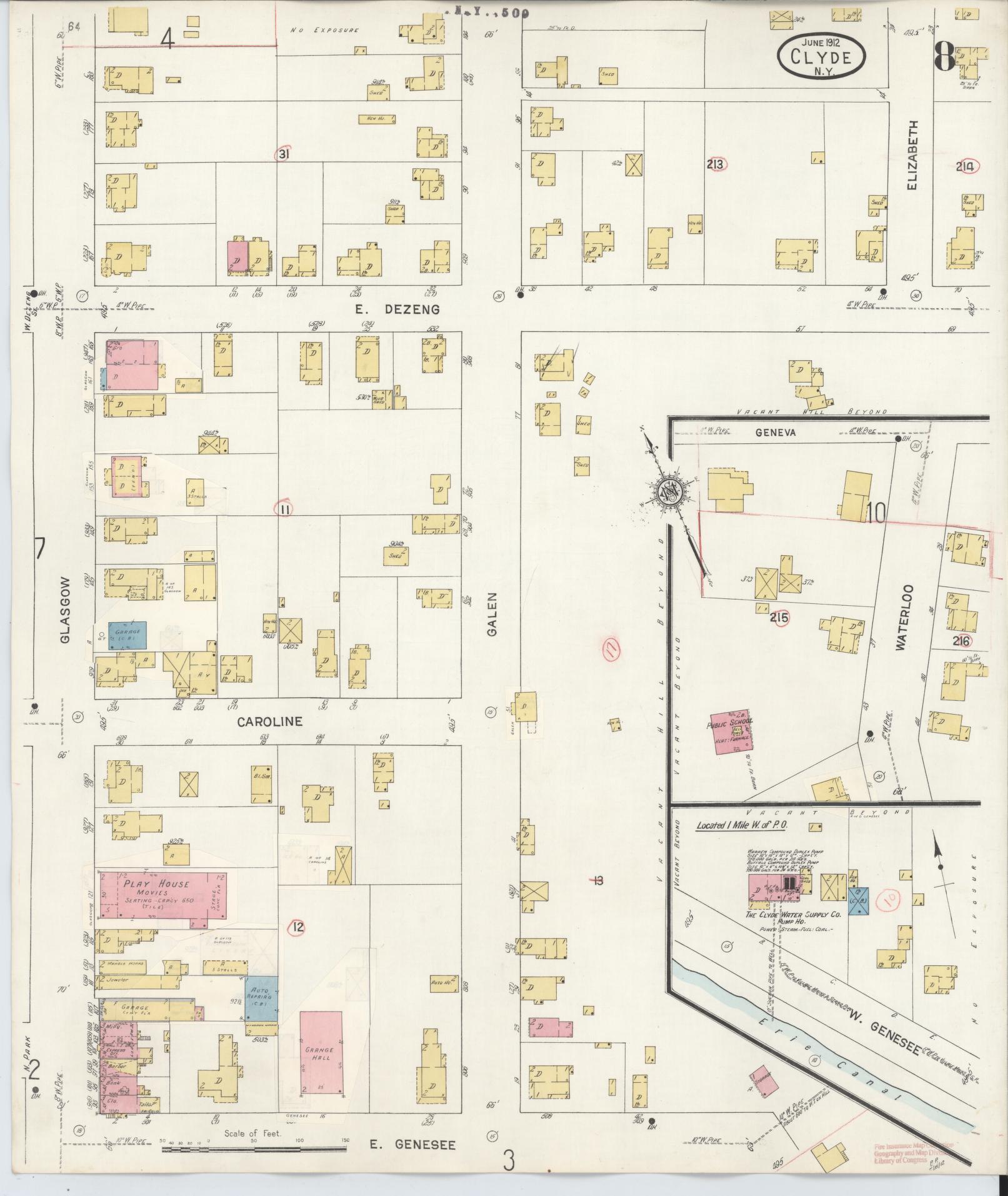 Sanborn Fire Insurance Map from Clyde, Wayne County, New York (1932), Sheet #0008 - Complete Map Set gallery image, historic Sanborn map, vintage wall art, New York New York