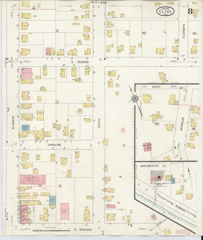 Sanborn Fire Insurance Map from Clyde, Wayne County, New York (1932), Sheet #0008 - Complete Map Set gallery image, historic Sanborn map, vintage wall art, New York New York
