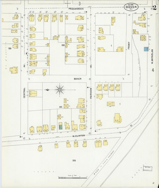 Sanborn Fire Insurance Map from Dover, Morris County, New Jersey (1900), Sheet #0002 - Historic Sanborn Fire Insurance Map Print, vintage old map wall art, antique decor, genealogy gift, New Jersey New Jersey map